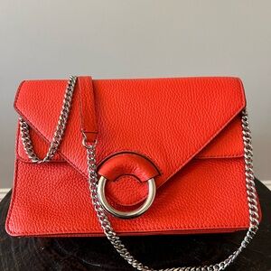 Chic Banana Republic Bright Coral Leather Cross body Bag